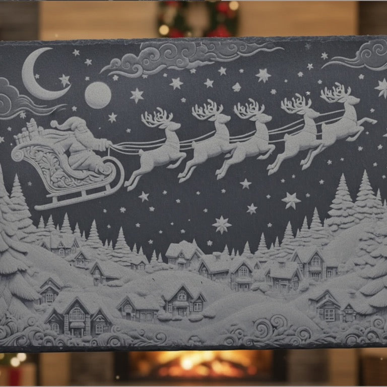 Santa's Sleigh Engraved Plaque