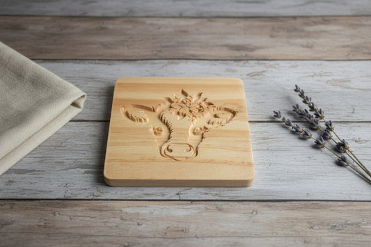 Engraved Wooden Cow Coaster