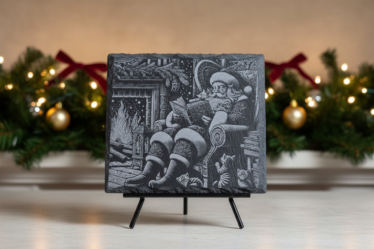 Engraved Santa Slate Art