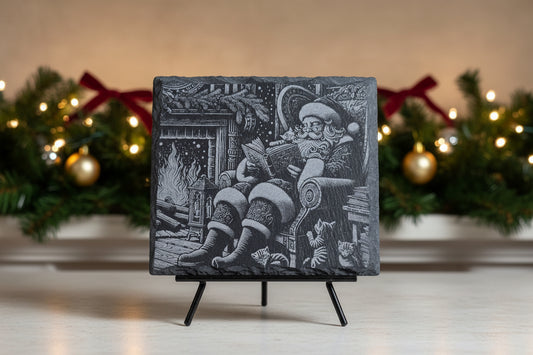 Engraved Santa Slate Art