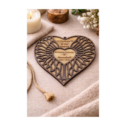 Custom Memorial Ornament for Pets or Loved Ones | Personalized 3D Layered Wood Memorial Keepsake