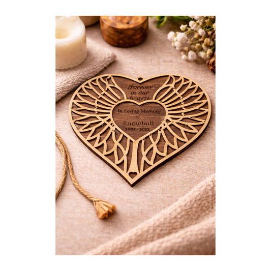 Custom Memorial Ornament for Pets or Loved Ones | Personalized 3D Layered Wood Memorial Keepsake